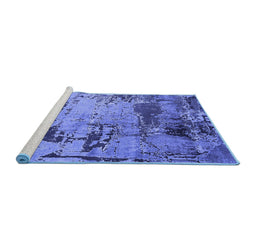 Sideview of Machine Washable Oriental Blue Industrial Rug, wshurb2058blu