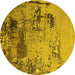 Round Oriental Yellow Industrial Rug, urb2058yw