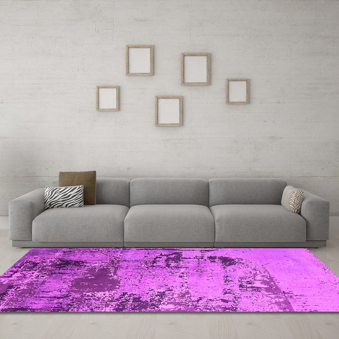 Machine Washable Oriental Pink Industrial Rug in a Living Room, wshurb2058pnk