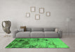 Machine Washable Oriental Green Industrial Area Rugs in a Living Room,, wshurb2058grn