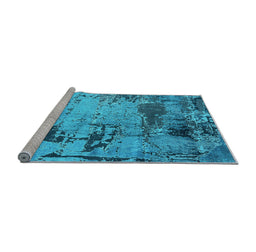 Sideview of Machine Washable Oriental Light Blue Industrial Rug, wshurb2058lblu