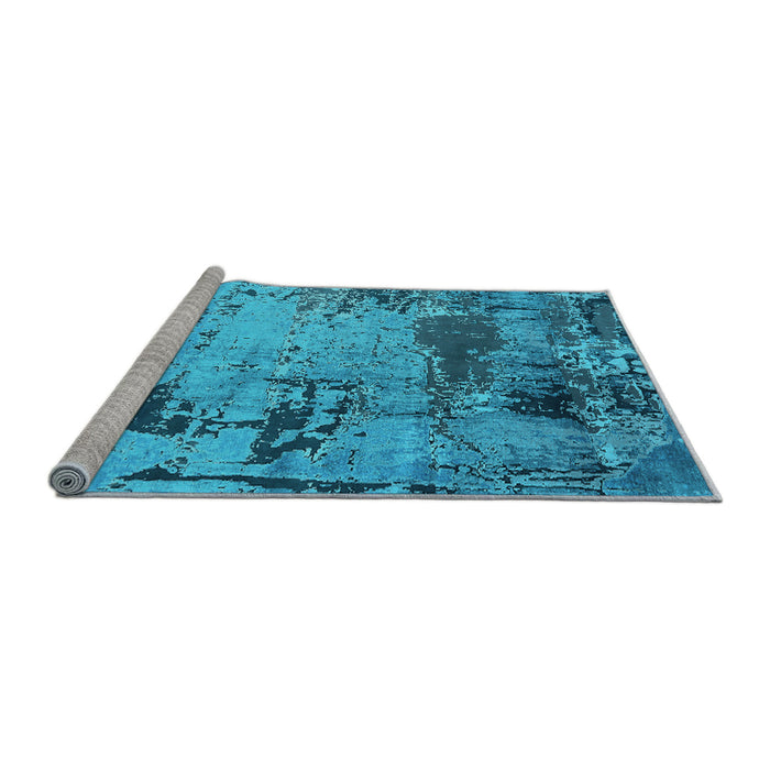 Sideview of Machine Washable Oriental Light Blue Industrial Rug, wshurb2058lblu