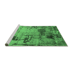 Sideview of Machine Washable Oriental Emerald Green Industrial Area Rugs, wshurb2058emgrn