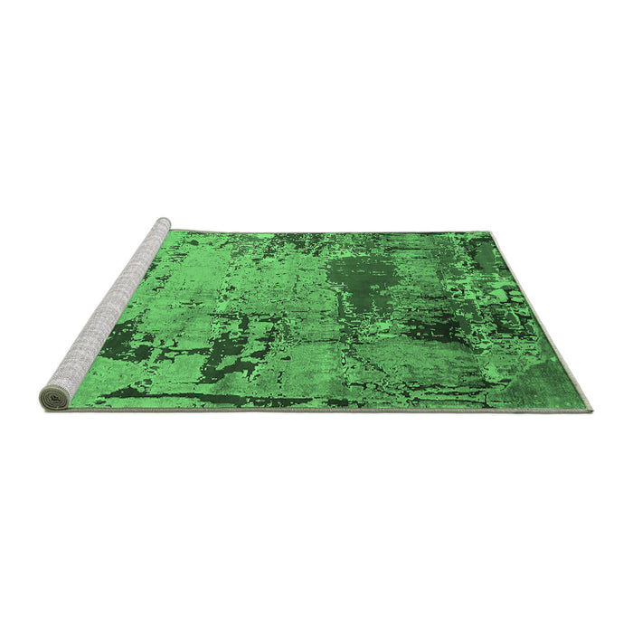 Sideview of Machine Washable Oriental Emerald Green Industrial Area Rugs, wshurb2058emgrn