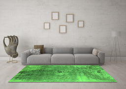 Machine Washable Oriental Green Industrial Area Rugs in a Living Room,, wshurb2059grn