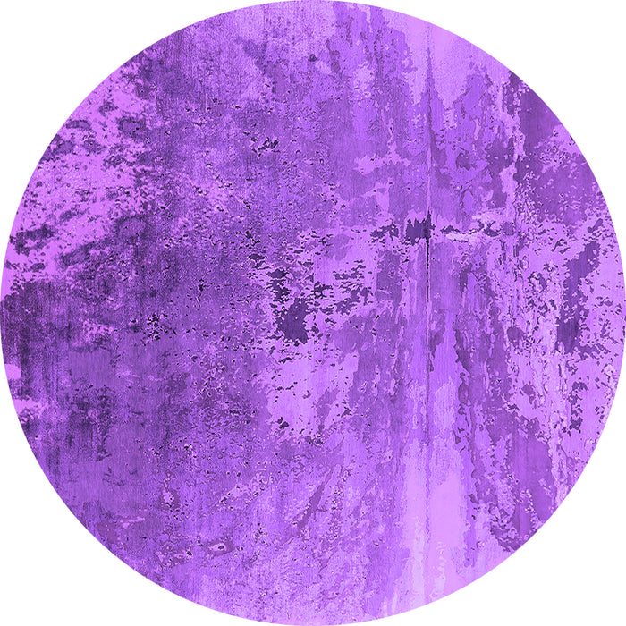 Round Machine Washable Oriental Purple Industrial Area Rugs, wshurb2059pur