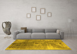 Machine Washable Oriental Yellow Industrial Rug in a Living Room, wshurb2059yw