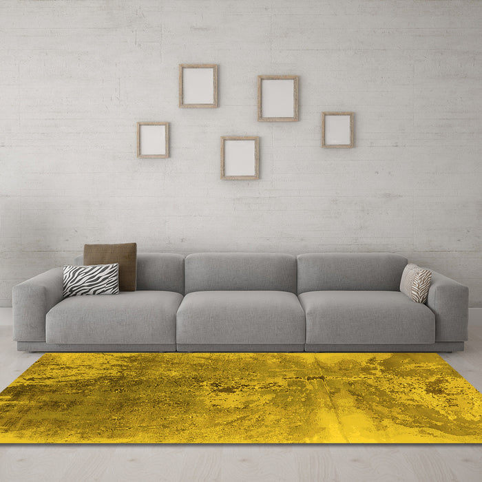 Machine Washable Oriental Yellow Industrial Rug in a Living Room, wshurb2059yw