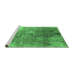 Sideview of Machine Washable Oriental Emerald Green Industrial Area Rugs, wshurb2059emgrn