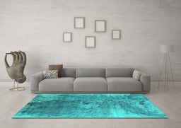 Machine Washable Oriental Turquoise Industrial Area Rugs in a Living Room,, wshurb2059turq