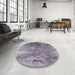 Round Mid-Century Modern French Lilac Purple Oriental Rug in a Office, urb2059