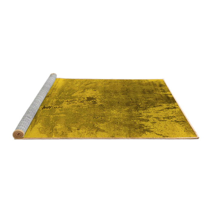 Sideview of Machine Washable Oriental Yellow Industrial Rug, wshurb2059yw