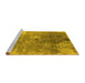 Sideview of Machine Washable Oriental Yellow Industrial Rug, wshurb2059yw