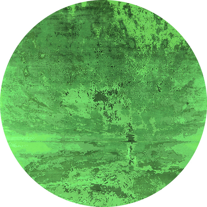 Round Oriental Green Industrial Rug, urb2059grn