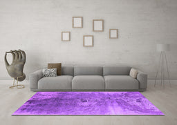 Machine Washable Oriental Purple Industrial Area Rugs in a Living Room, wshurb2059pur