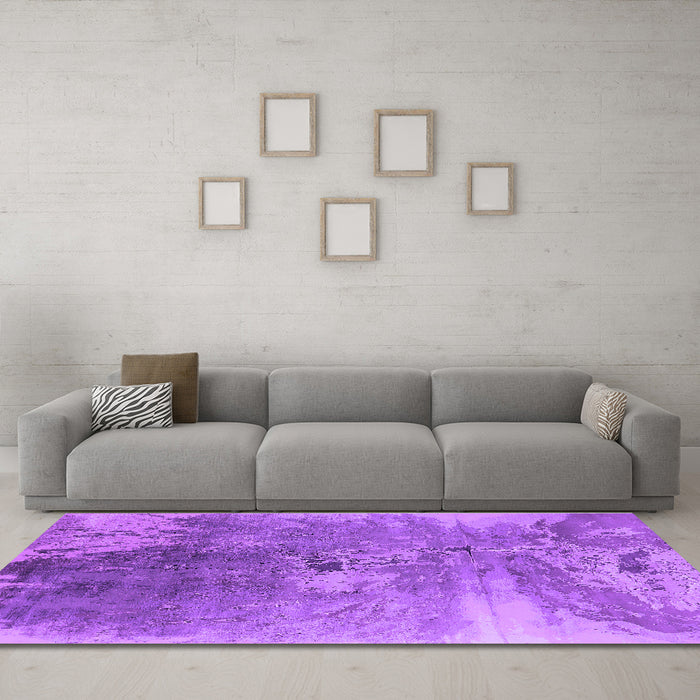 Machine Washable Oriental Purple Industrial Area Rugs in a Living Room, wshurb2059pur