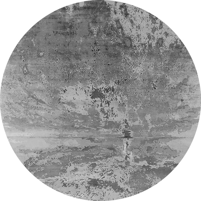 Round Machine Washable Oriental Gray Industrial Rug, wshurb2059gry
