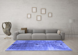 Machine Washable Oriental Blue Industrial Rug in a Living Room, wshurb2059blu
