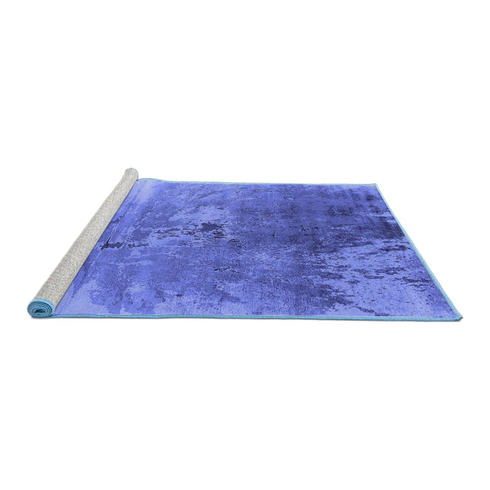 Sideview of Machine Washable Oriental Blue Industrial Rug, wshurb2059blu