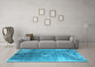 Machine Washable Oriental Light Blue Industrial Rug in a Living Room, wshurb2059lblu