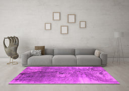 Machine Washable Oriental Pink Industrial Rug in a Living Room, wshurb2059pnk