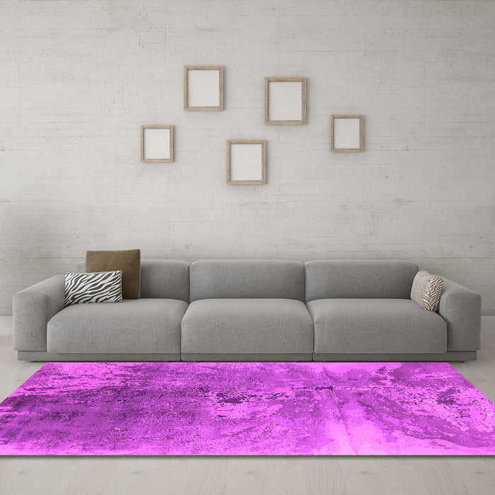 Machine Washable Oriental Pink Industrial Rug in a Living Room, wshurb2059pnk