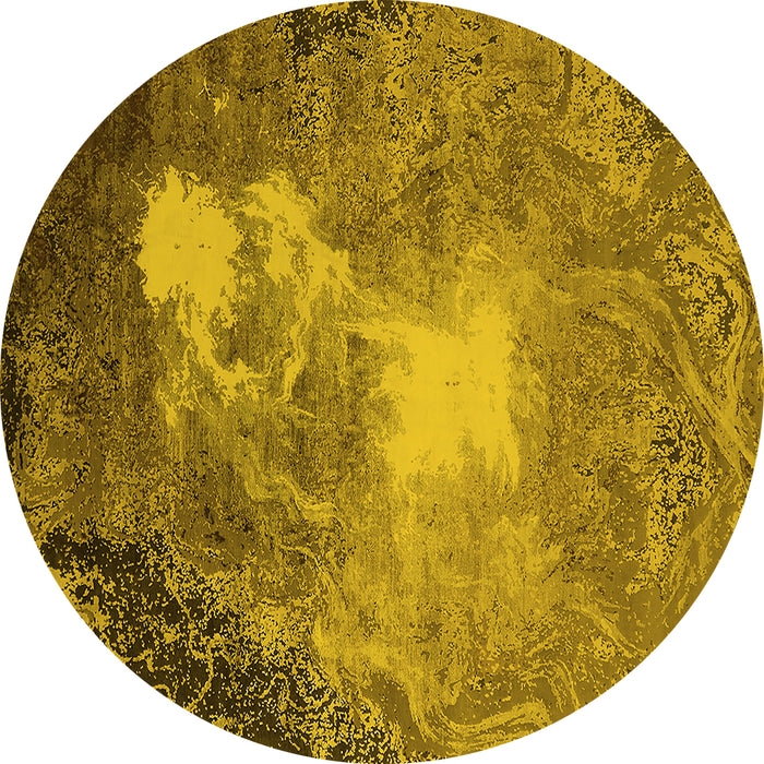 Round Oriental Yellow Industrial Rug, urb2060yw