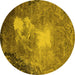 Round Oriental Yellow Industrial Rug, urb2060yw