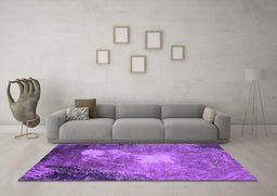 Machine Washable Oriental Purple Industrial Area Rugs in a Living Room, wshurb2060pur