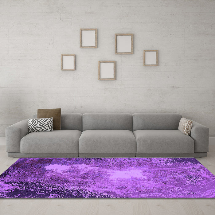 Machine Washable Oriental Purple Industrial Area Rugs in a Living Room, wshurb2060pur