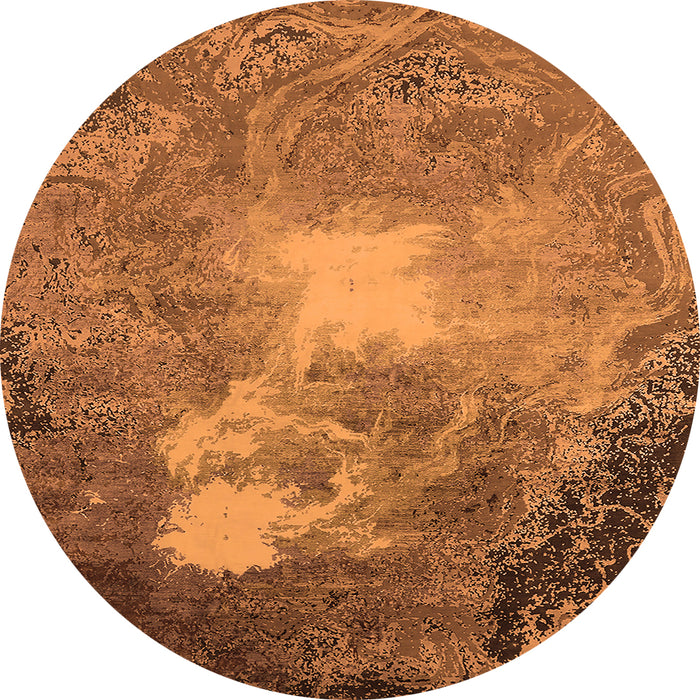 Round Machine Washable Oriental Orange Industrial Area Rugs, wshurb2060org