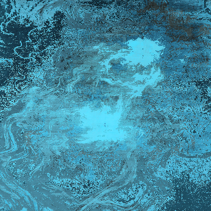 Square Machine Washable Oriental Light Blue Industrial Rug, wshurb2060lblu