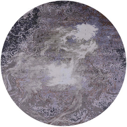 Round Machine Washable Industrial Modern Purple Rug, wshurb2060