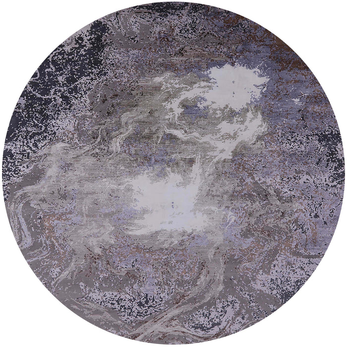 Round Machine Washable Industrial Modern Purple Rug, wshurb2060