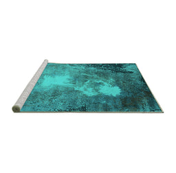 Sideview of Machine Washable Oriental Turquoise Industrial Area Rugs, wshurb2060turq