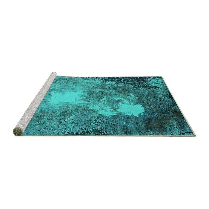 Sideview of Machine Washable Oriental Turquoise Industrial Area Rugs, wshurb2060turq