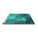 Sideview of Machine Washable Oriental Turquoise Industrial Area Rugs, wshurb2060turq