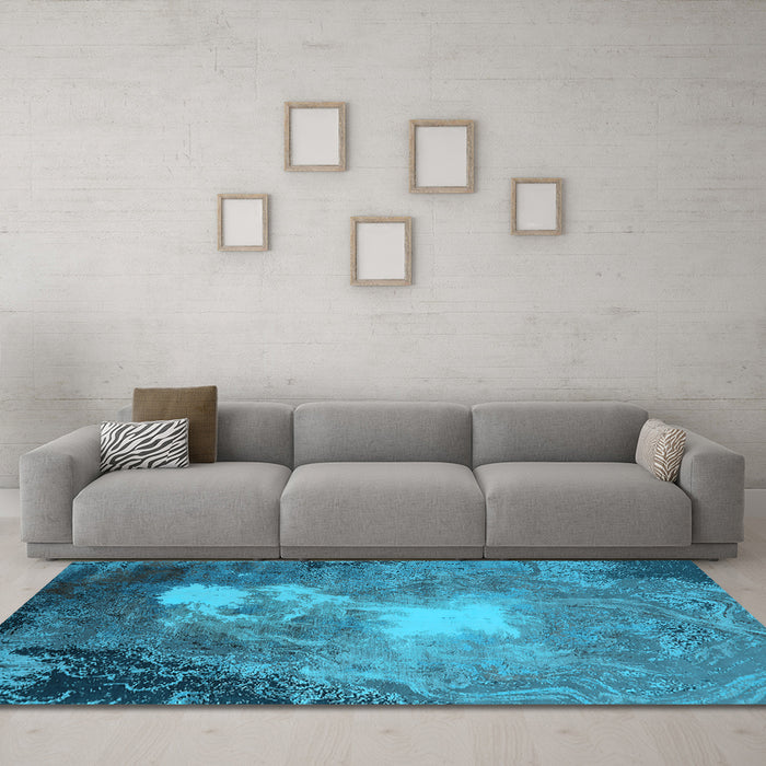 Machine Washable Oriental Light Blue Industrial Rug in a Living Room, wshurb2060lblu