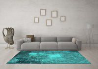 Machine Washable Oriental Turquoise Industrial Rug, wshurb2060turq