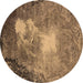 Round Oriental Brown Industrial Rug, urb2060brn