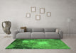 Machine Washable Oriental Green Industrial Area Rugs in a Living Room,, wshurb2060grn