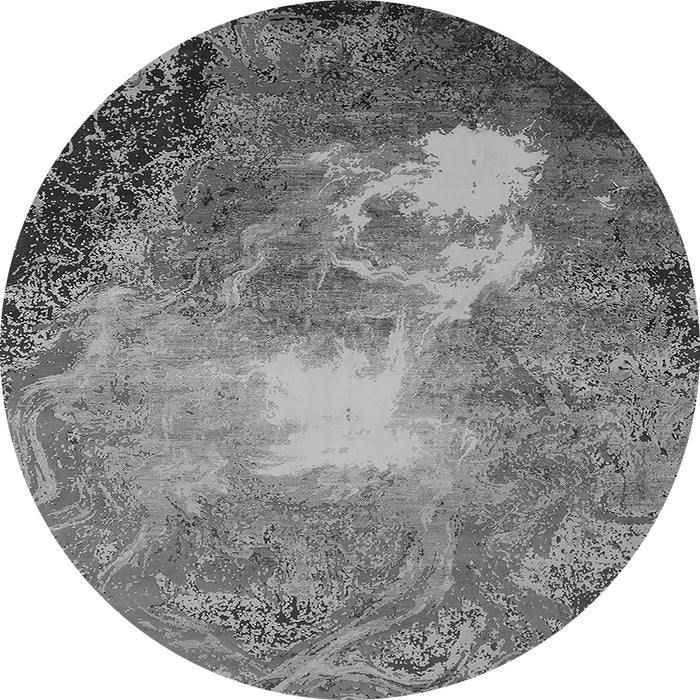 Round Machine Washable Oriental Gray Industrial Rug, wshurb2060gry