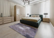 Mid-Century Modern Purple Oriental Rug in a Bedroom, urb2060