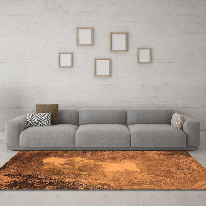 Machine Washable Oriental Orange Industrial Area Rugs in a Living Room, wshurb2060org