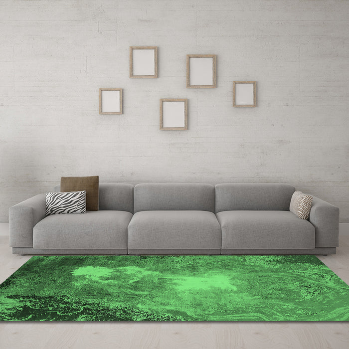 Machine Washable Oriental Emerald Green Industrial Area Rugs in a Living Room,, wshurb2060emgrn