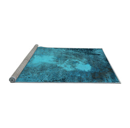 Sideview of Machine Washable Oriental Light Blue Industrial Rug, wshurb2060lblu