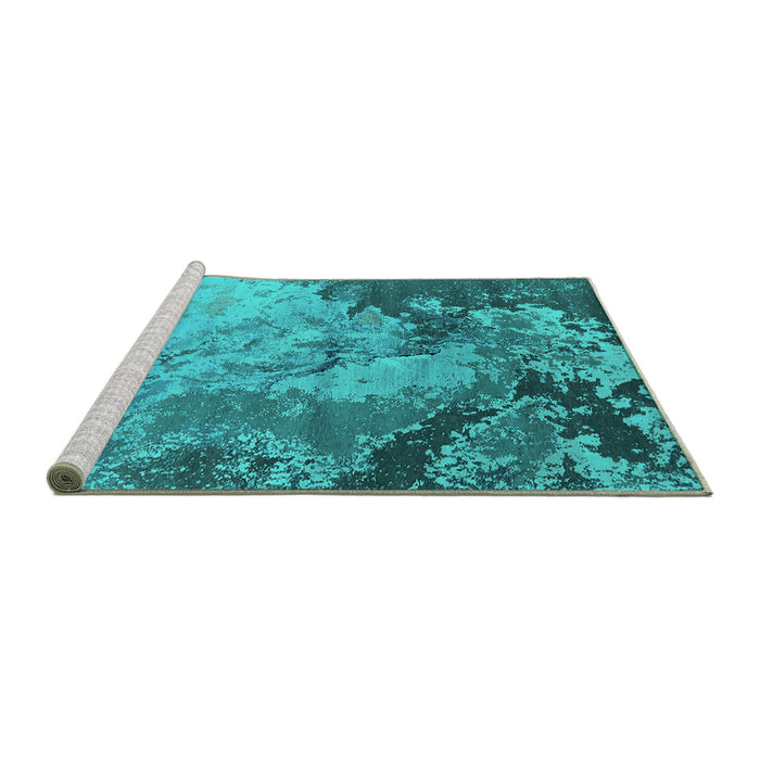 Sideview of Machine Washable Oriental Turquoise Industrial Area Rugs, wshurb2061turq