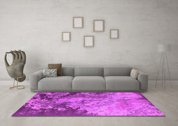 Machine Washable Oriental Pink Industrial Rug in a Living Room, wshurb2061pnk
