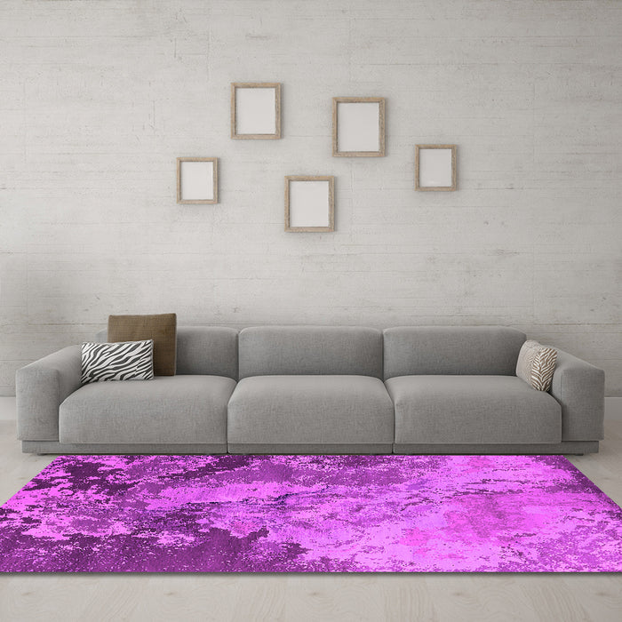 Machine Washable Oriental Pink Industrial Rug in a Living Room, wshurb2061pnk