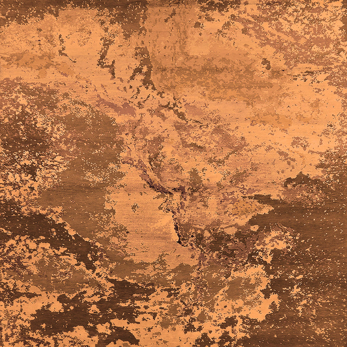 Square Machine Washable Oriental Orange Industrial Area Rugs, wshurb2061org